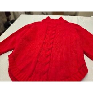 Festive Red Chunky Cable Knit Pullover Women's Large